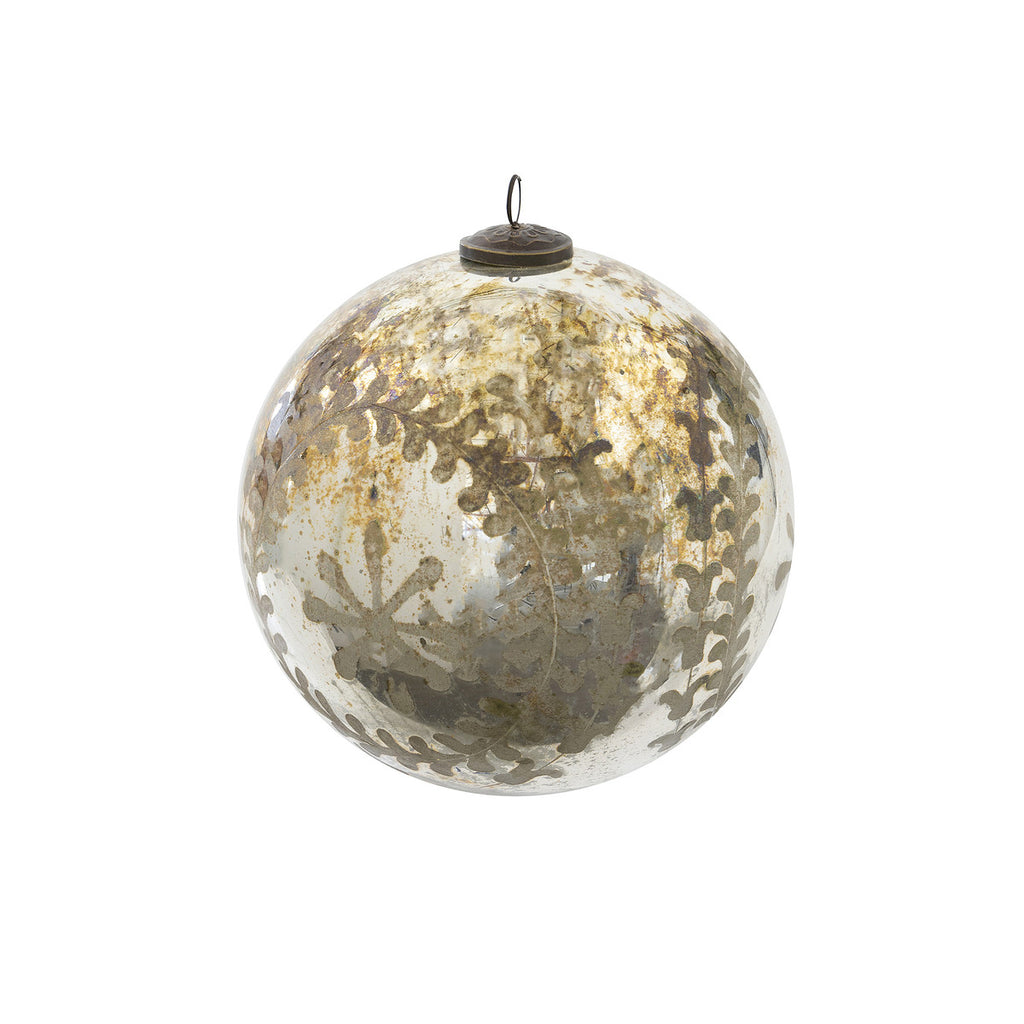 Chateau Etched Mercury Glass Ball Ornament - Bombay Mercantile