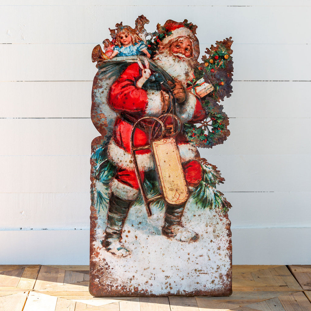 Santa with Pack Metal Yard Decoration - Bombay Mercantile