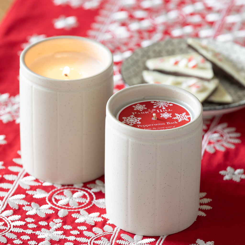 Peppermint Bark Natural Crock Candle - Bombay Mercantile