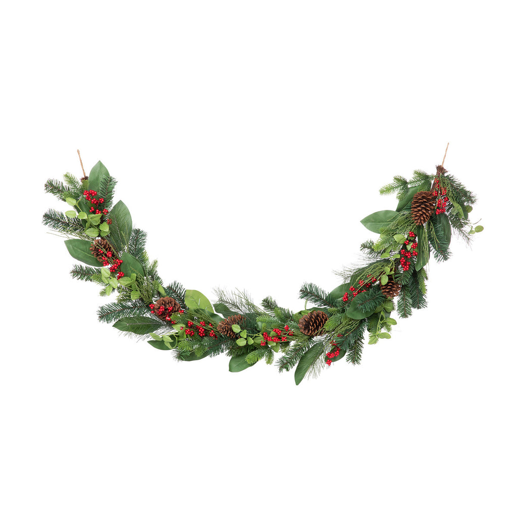 Magnolia Leaf and Winter Foliage Garland - Bombay Mercantile