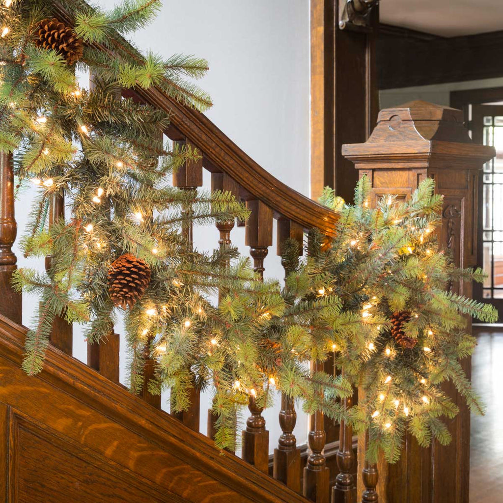 Blue Spruce Garland with LED Lights - Bombay Mercantile