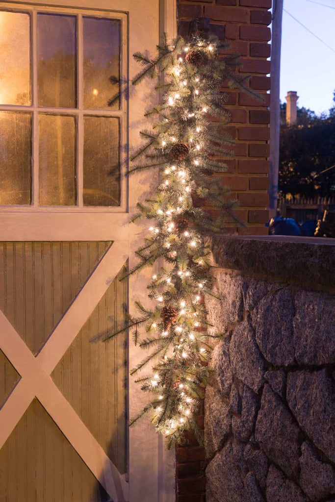 Blue Spruce Garland with LED Lights - Bombay Mercantile