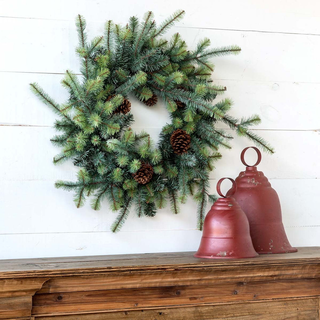 Blue Spruce Wreath with LED Lights, Large - Bombay Mercantile
