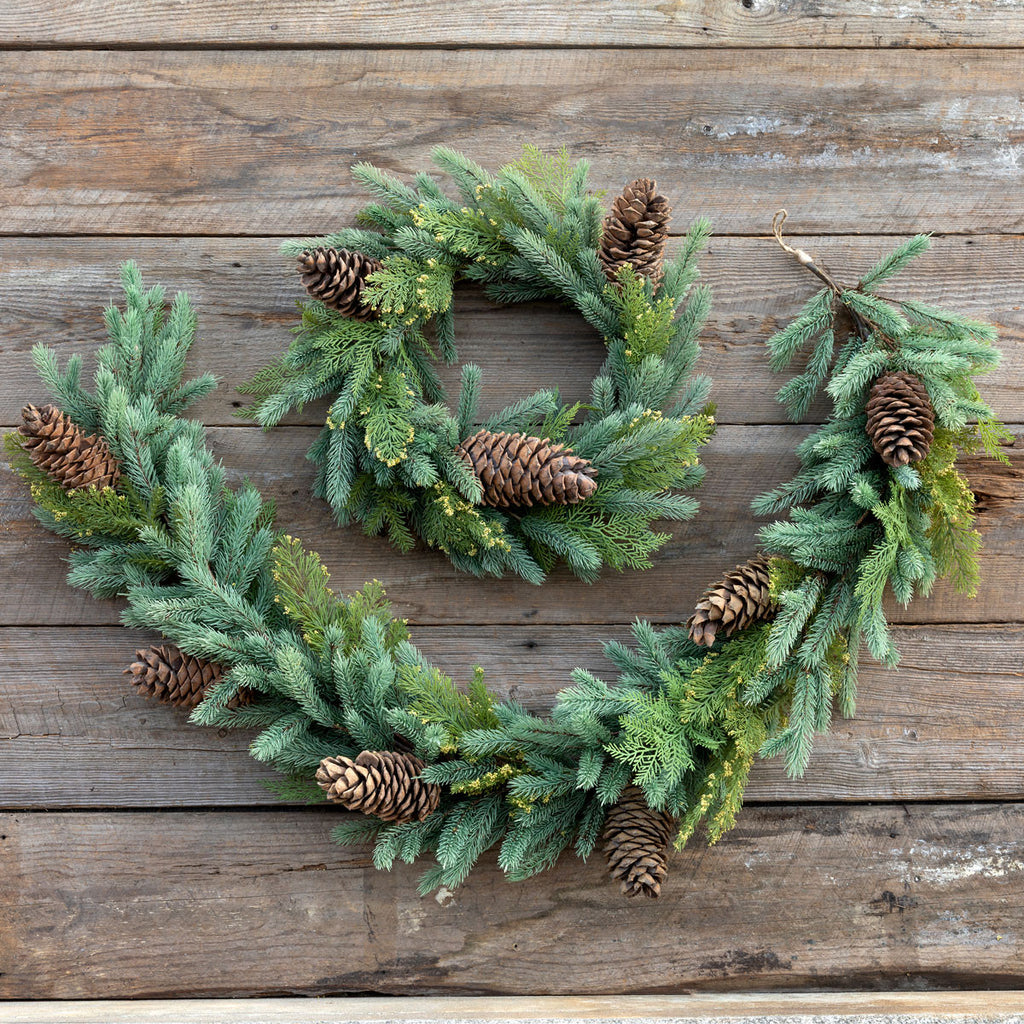 Mixed Evergreen Christmas Garland - Bombay Mercantile