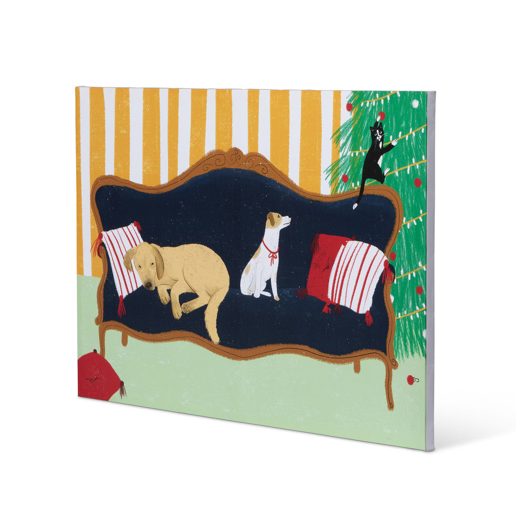 Christmas Eve Pets Canvas Print - Bombay Mercantile