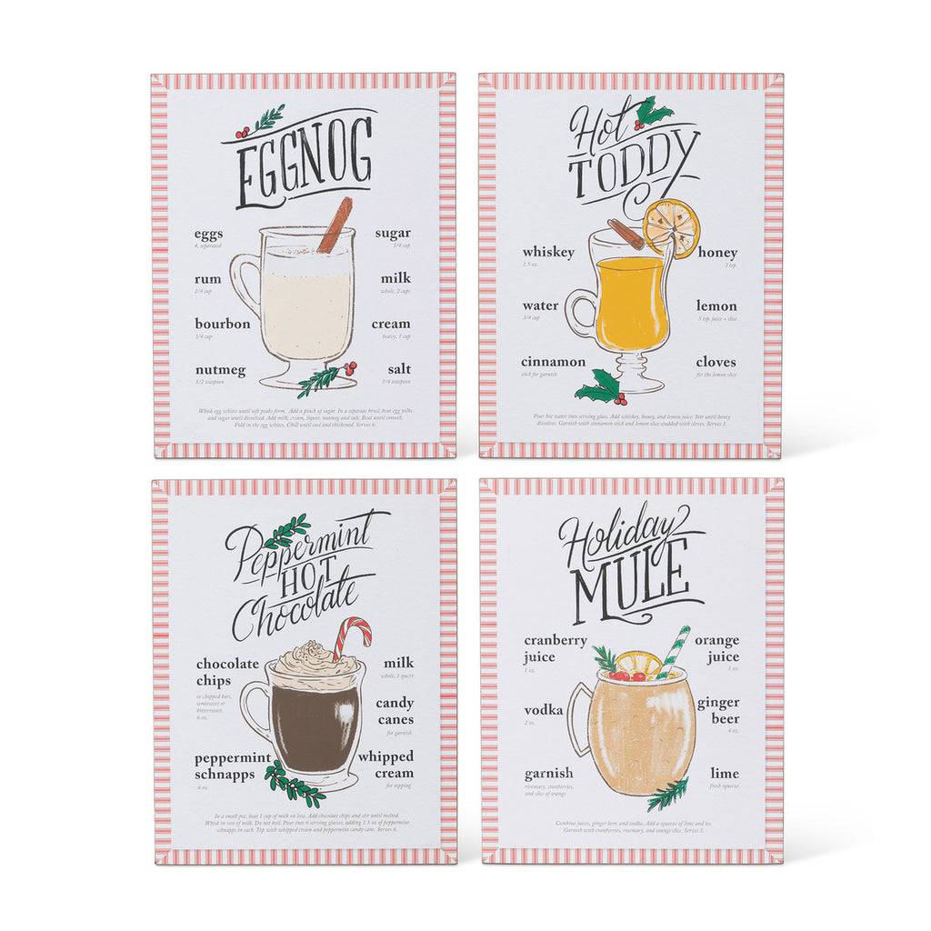 Holiday Cocktail Recipes Wooden Plaque - Bombay Mercantile