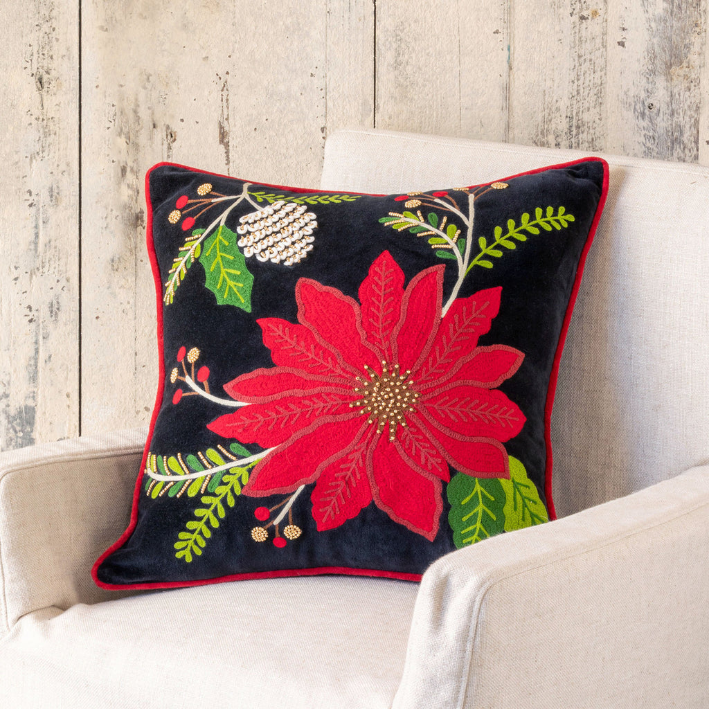 Poinsettia Pillow - Bombay Mercantile