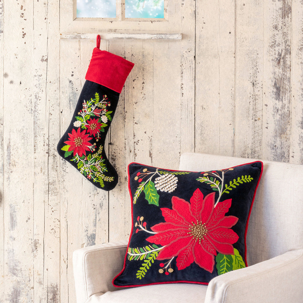 Poinsettia Pillow - Bombay Mercantile