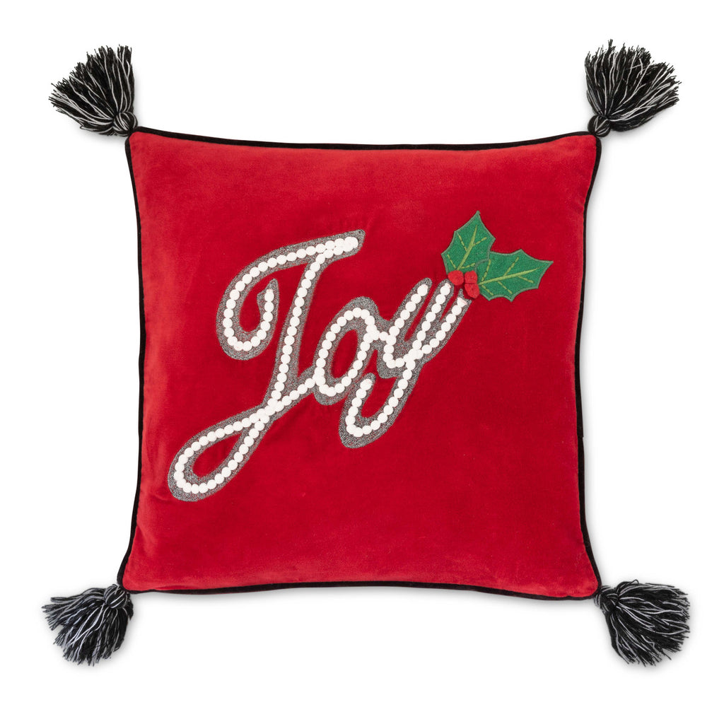 Holly Joy Velvet Pillow - Bombay Mercantile