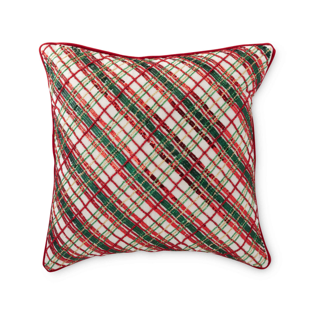Holiday Cheer Plaid Pillow - Bombay Mercantile