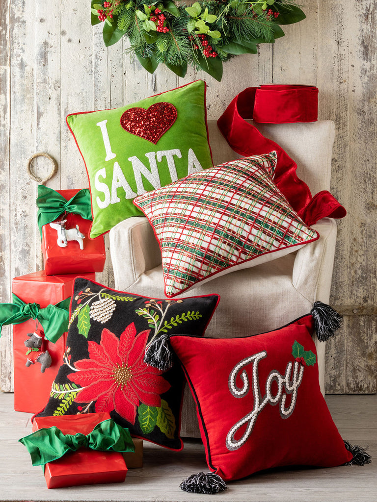 Holiday Cheer Plaid Pillow - Bombay Mercantile