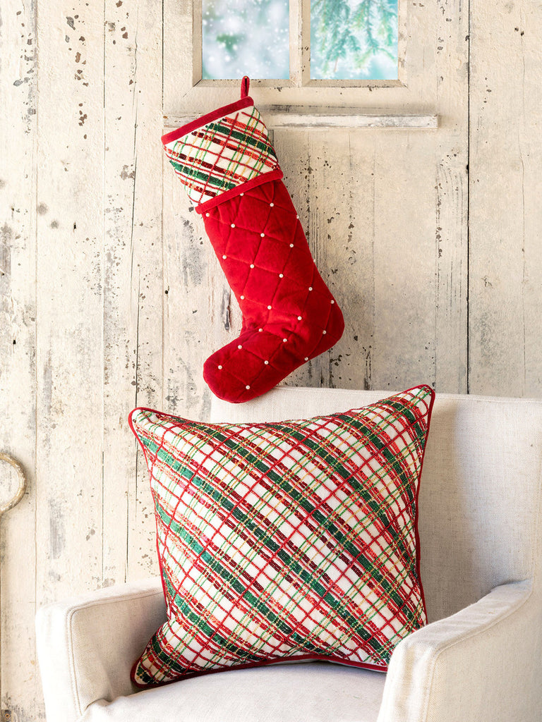Holiday Cheer Plaid Pillow - Bombay Mercantile