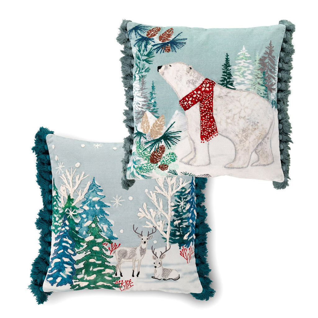 Alpine Forest Pillow with Tassels - Bombay Mercantile
