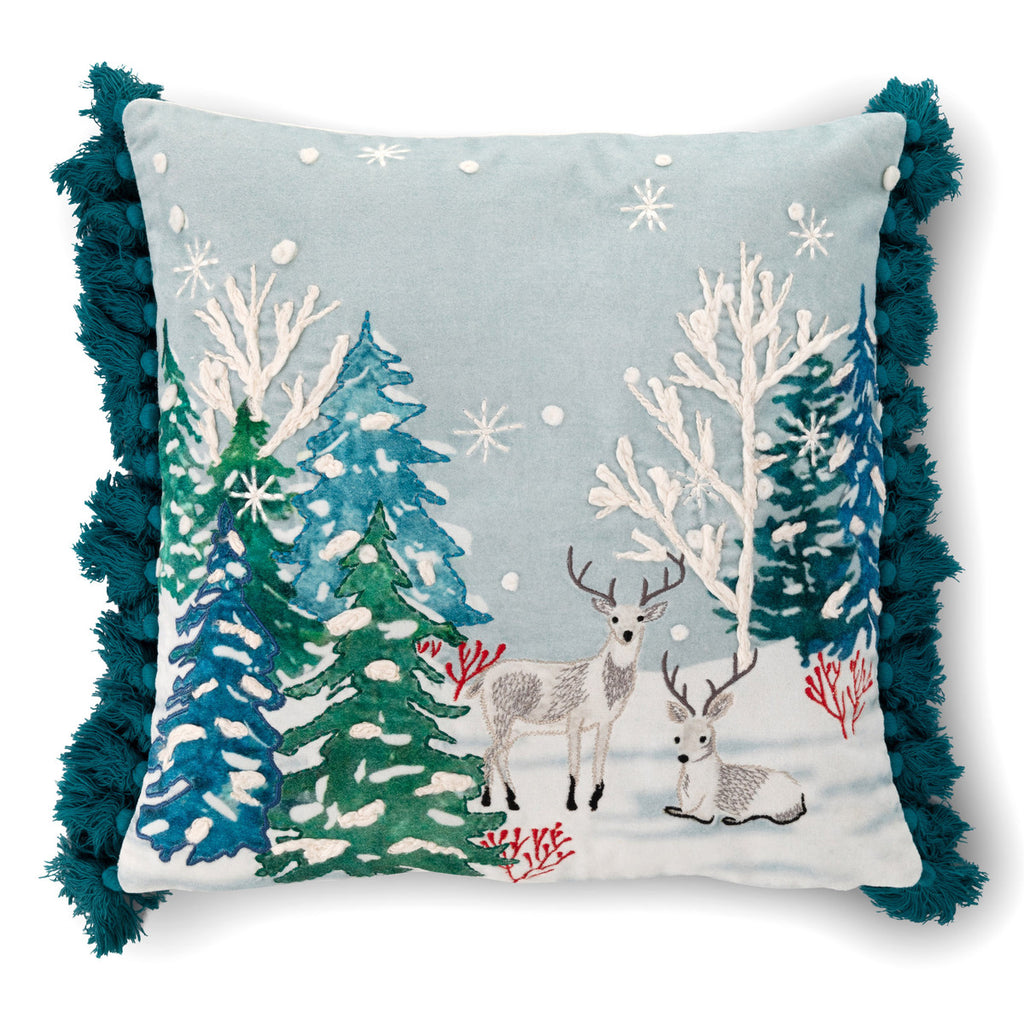 Alpine Forest Pillow with Tassels - Bombay Mercantile