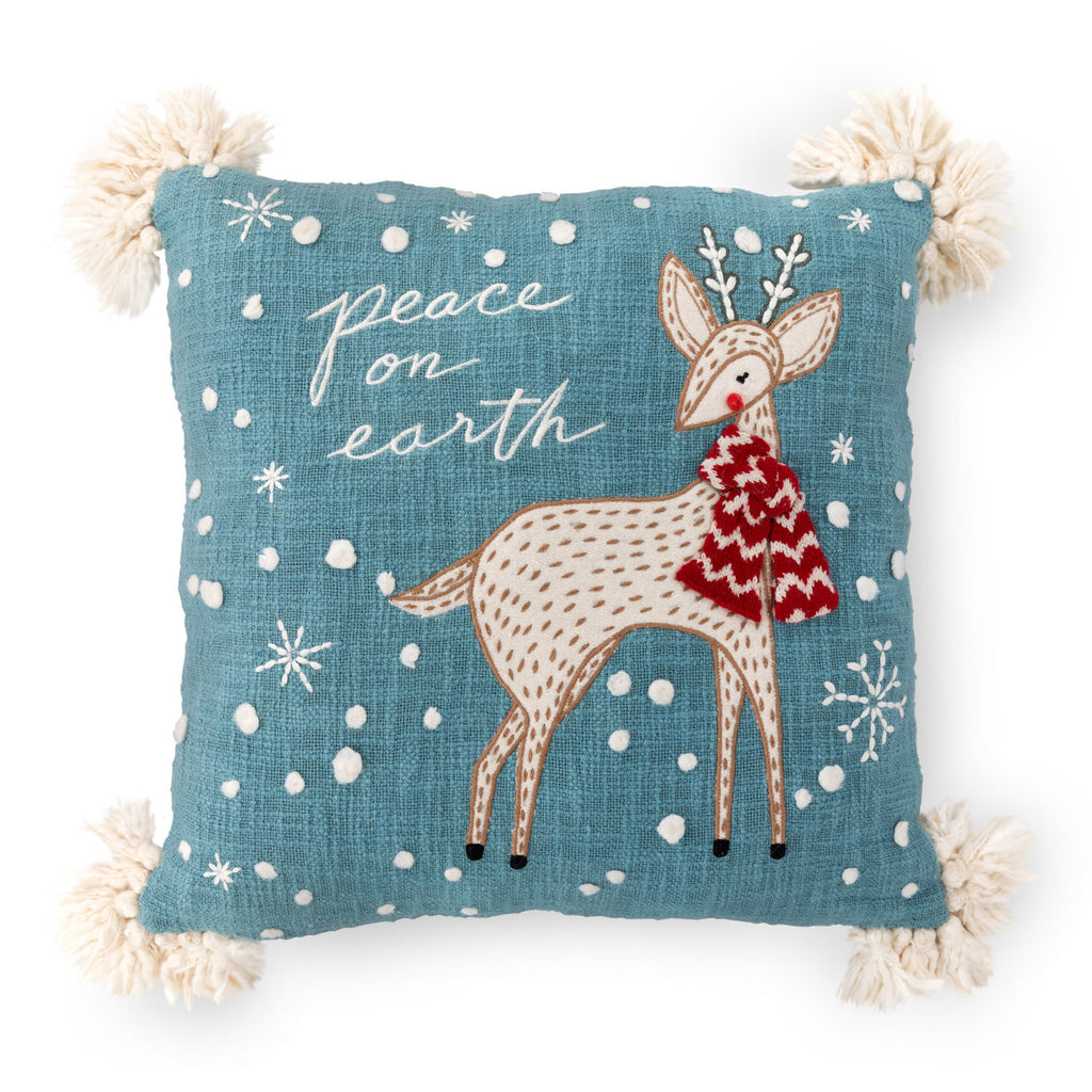 Arctic Deer Embroidered Pillow - Bombay Mercantile