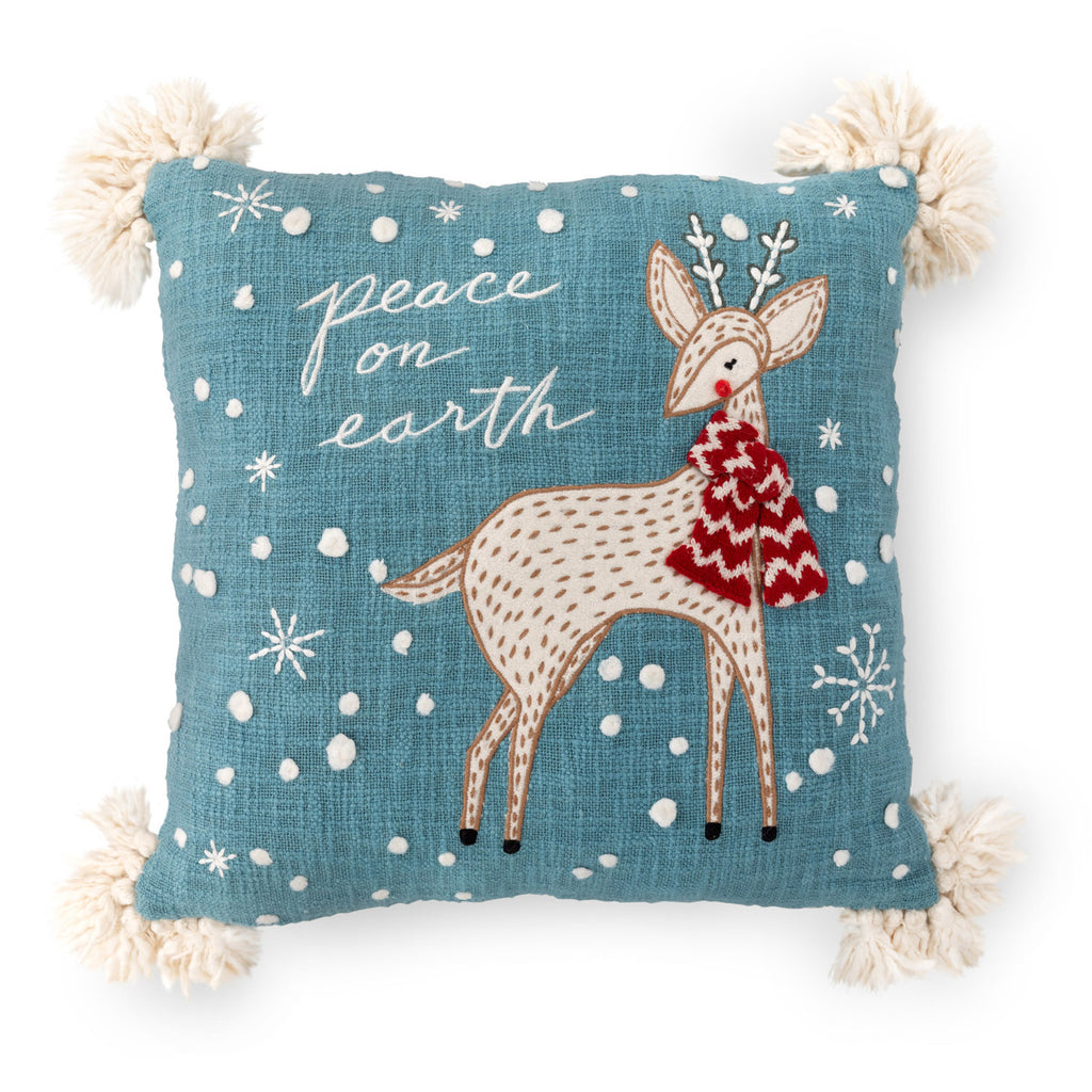 Arctic Deer Embroidered Pillow - Bombay Mercantile