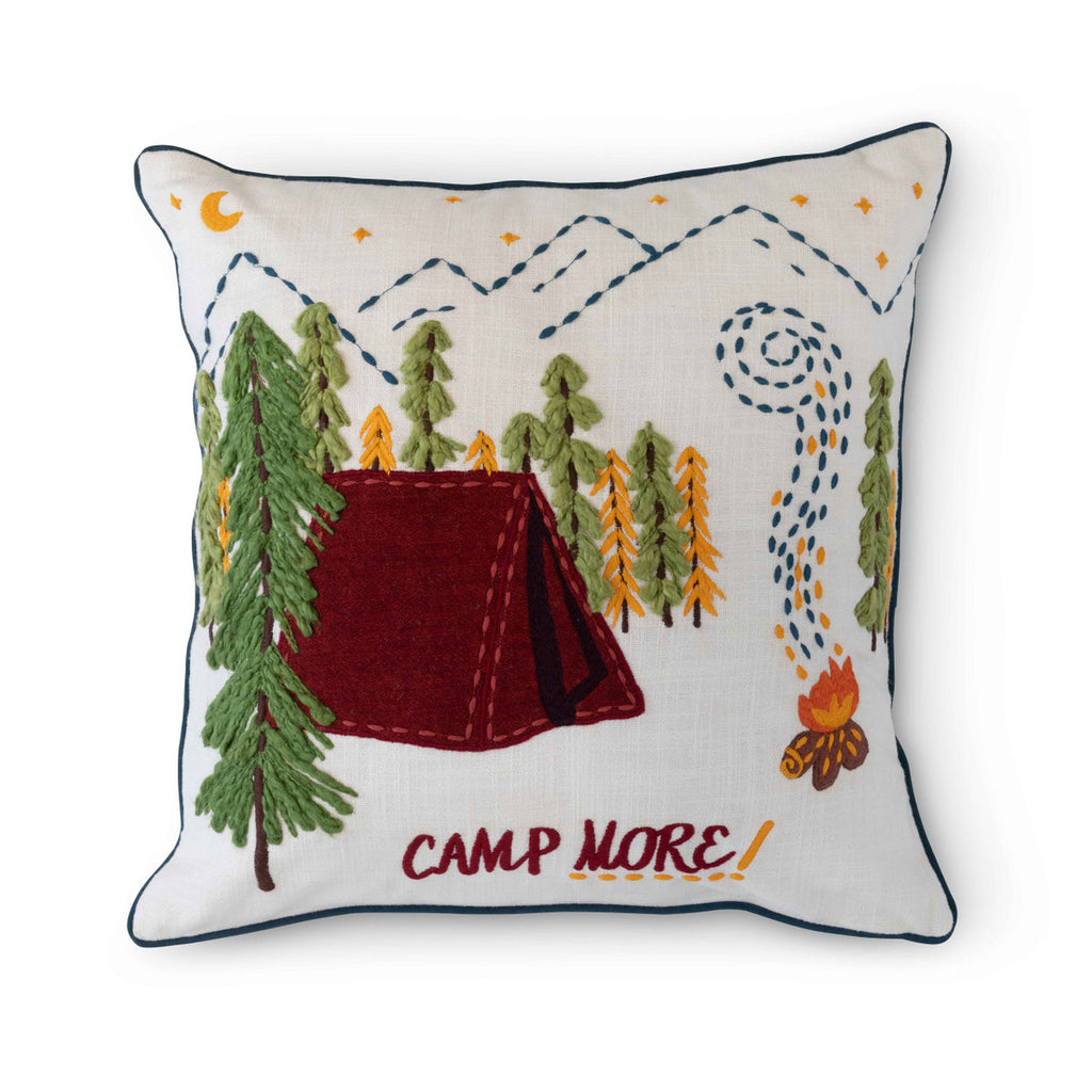 Campsite Appliqued Cotton Pillow - Bombay Mercantile