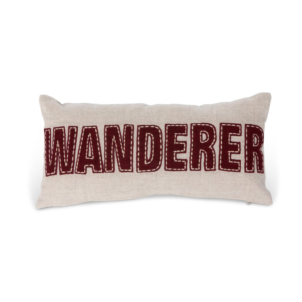"Wanderer" Appliqued Linen Pillow - Bombay Mercantile