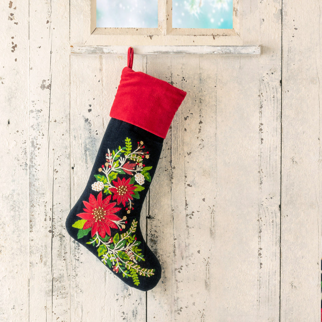 Poinsettia Stocking - Bombay Mercantile