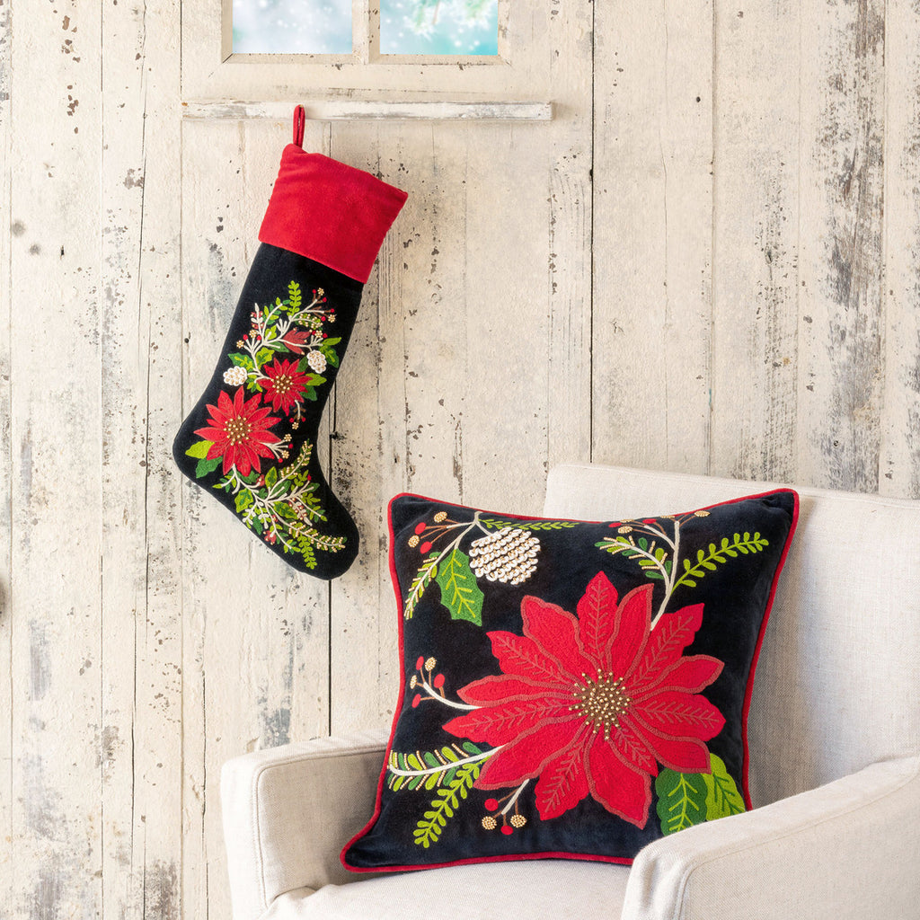 Poinsettia Stocking - Bombay Mercantile