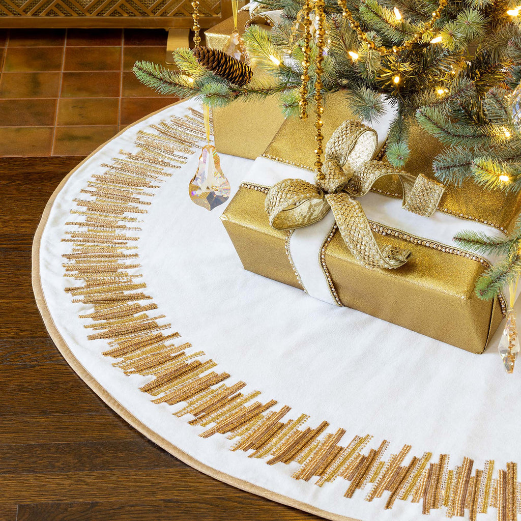 Golden Splendor Velvet Tree Skirt - Bombay Mercantile