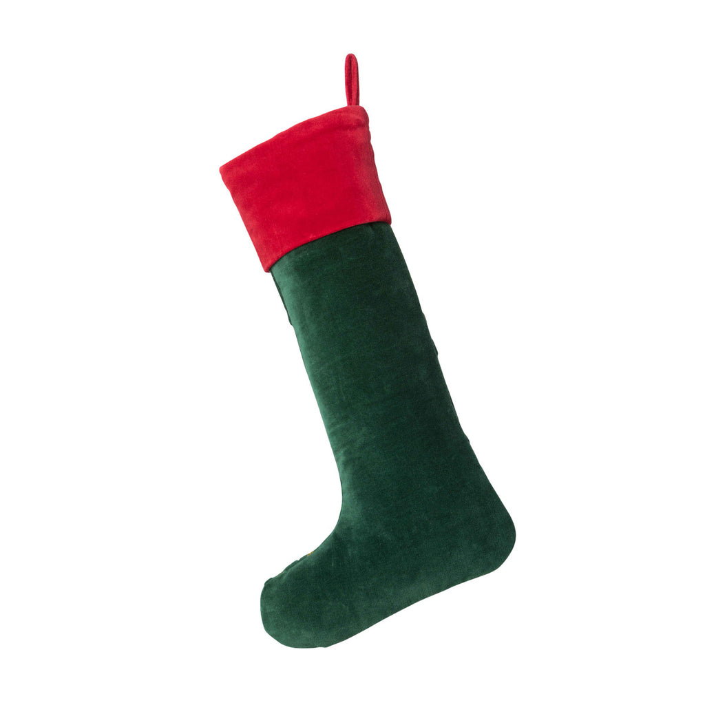 Chirstmas Wreath Velvet Stocking - Bombay Mercantile