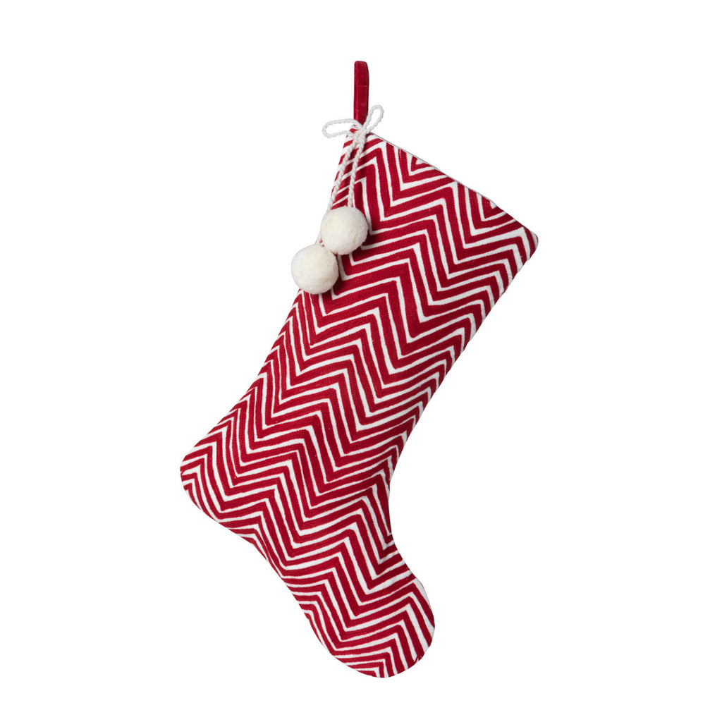 Chevron Embroidered Velvet Stocking - Bombay Mercantile