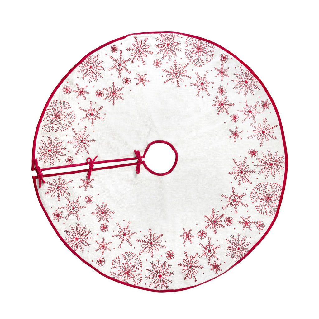 Snowflake Embroidered Tree Skirt - Bombay Mercantile