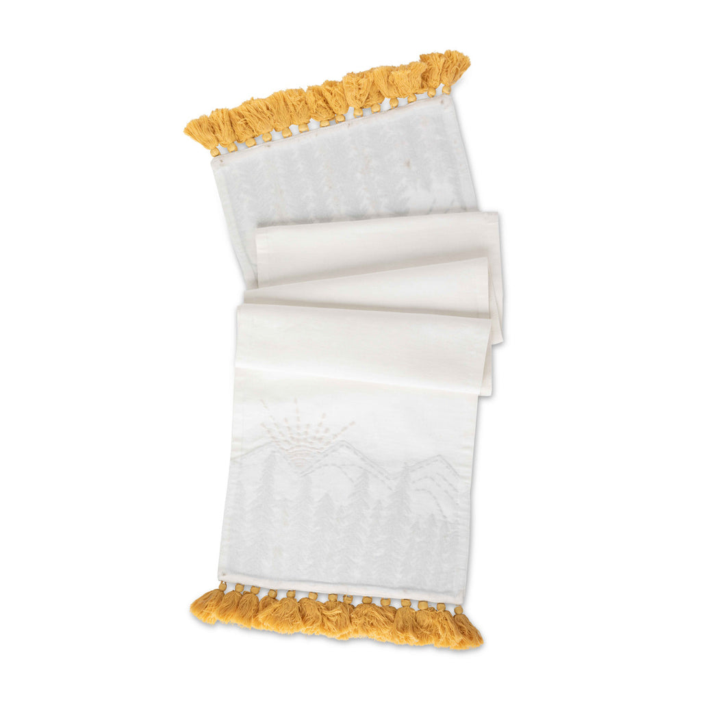 Mountain Sunrise Appliques Cotton Table Runner - Bombay Mercantile