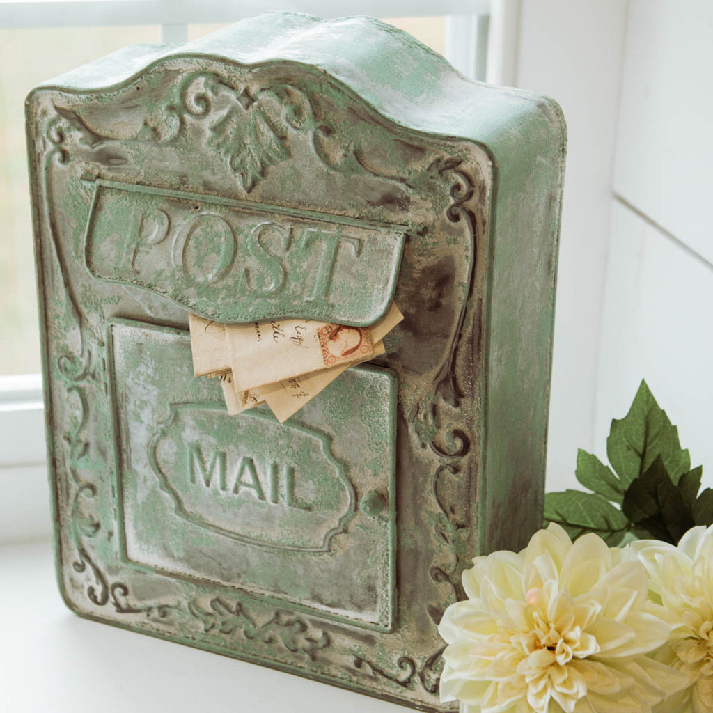 13" GREEN METAL POST BOX - Bombay Mercantile