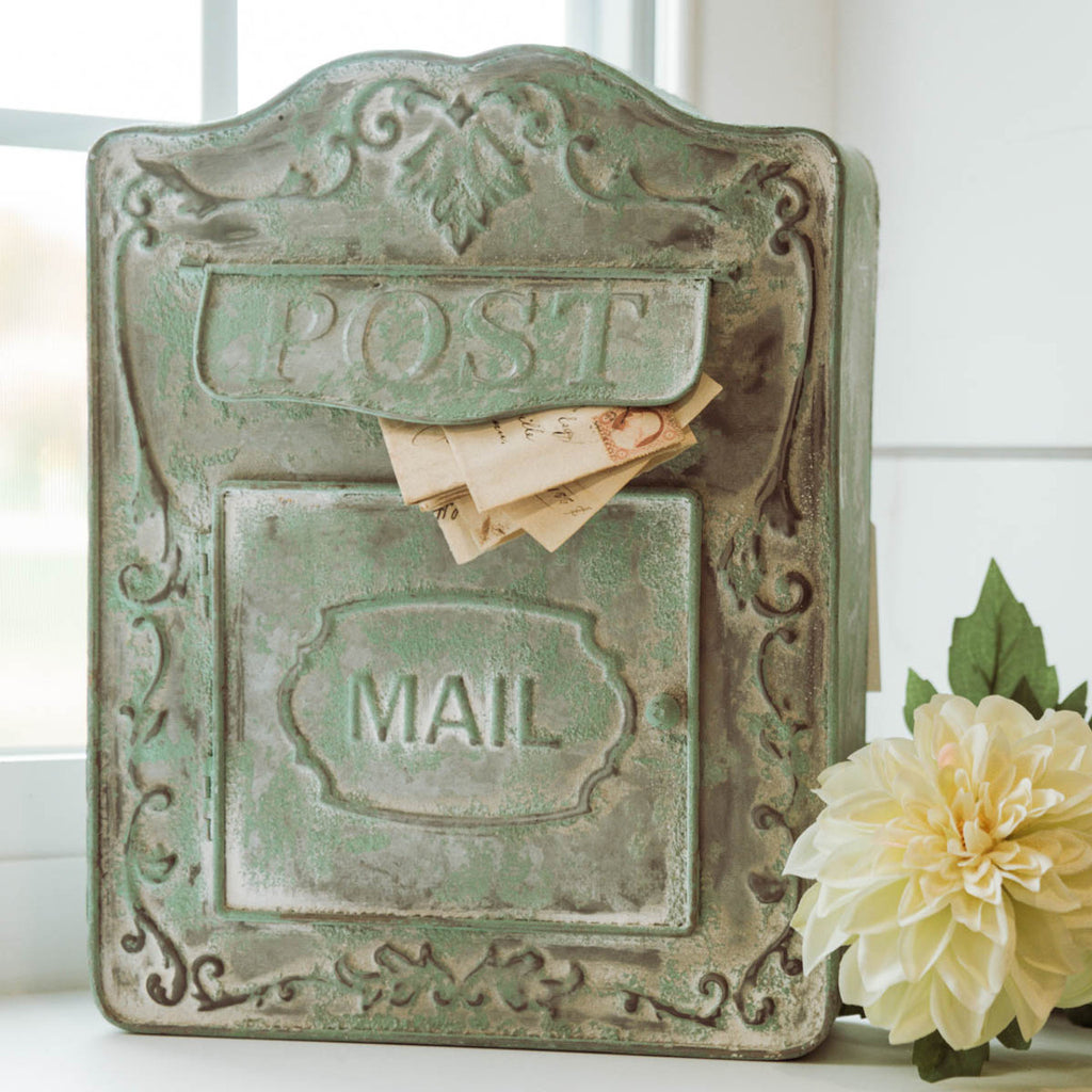 13" GREEN METAL POST BOX - Bombay Mercantile