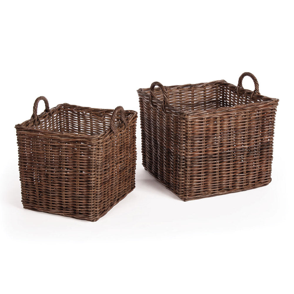 NORMANDY SQUARE BASKETS WITH HANDLES, SET OF 2 - The Nifty Decor