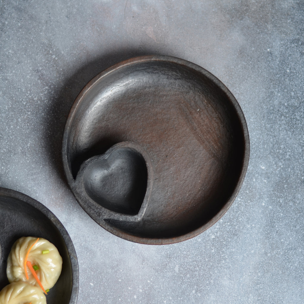 Longpi Heart Chip & Dip Plate - Bombay Mercantile