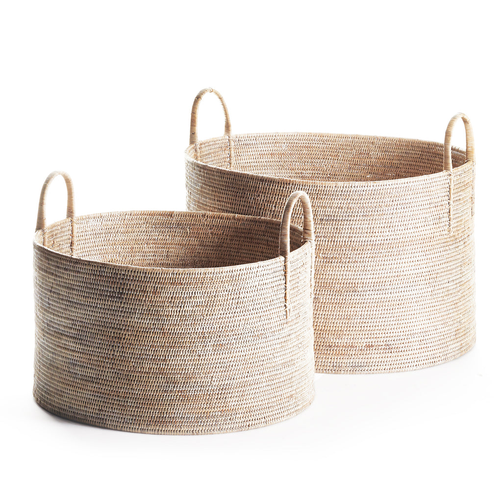 BURMA RATTAN HAMPERS WITH HANDLES, SET OF 2 - The Nifty Decor