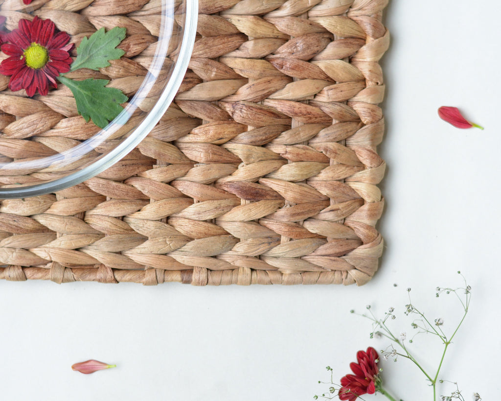 Water Hyacinth Rectangle Table Mat - Bombay Mercantile