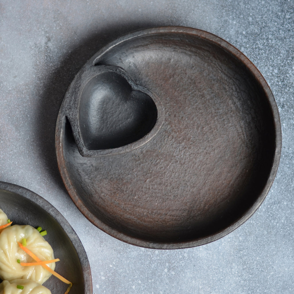 Longpi Heart Chip & Dip Plate - Bombay Mercantile