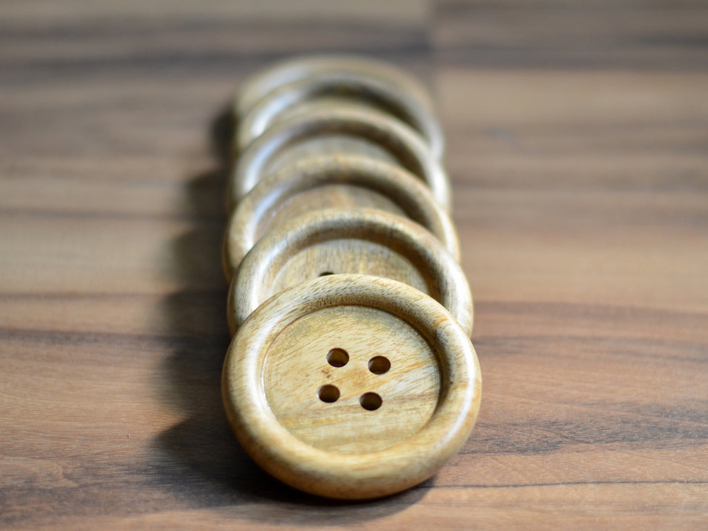 Wooden Button Coaster (Set of six) - Bombay Mercantile