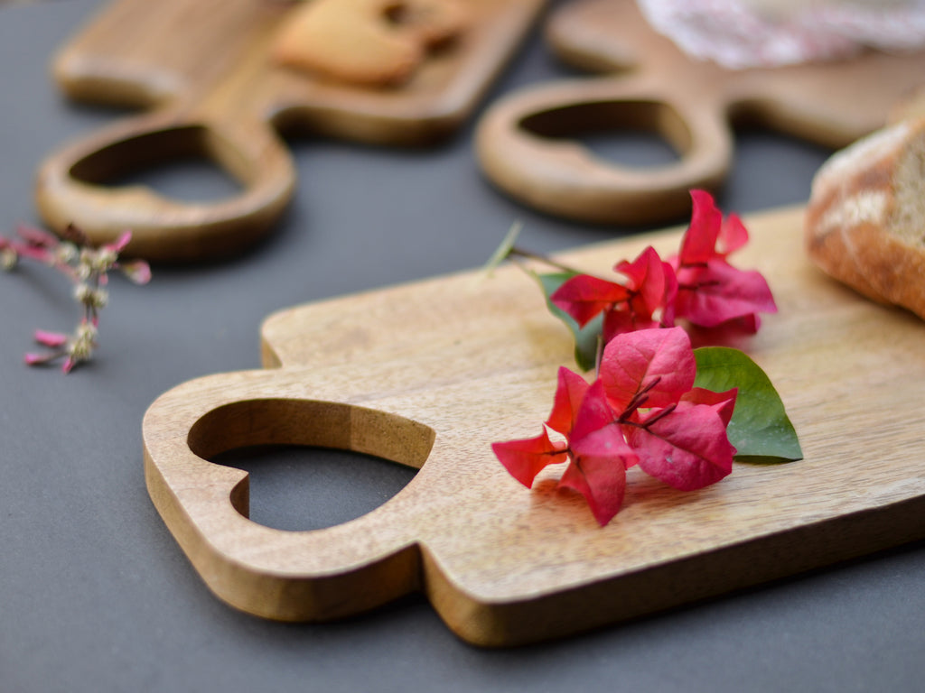 Wooden Heart Tray Board - Bombay Mercantile