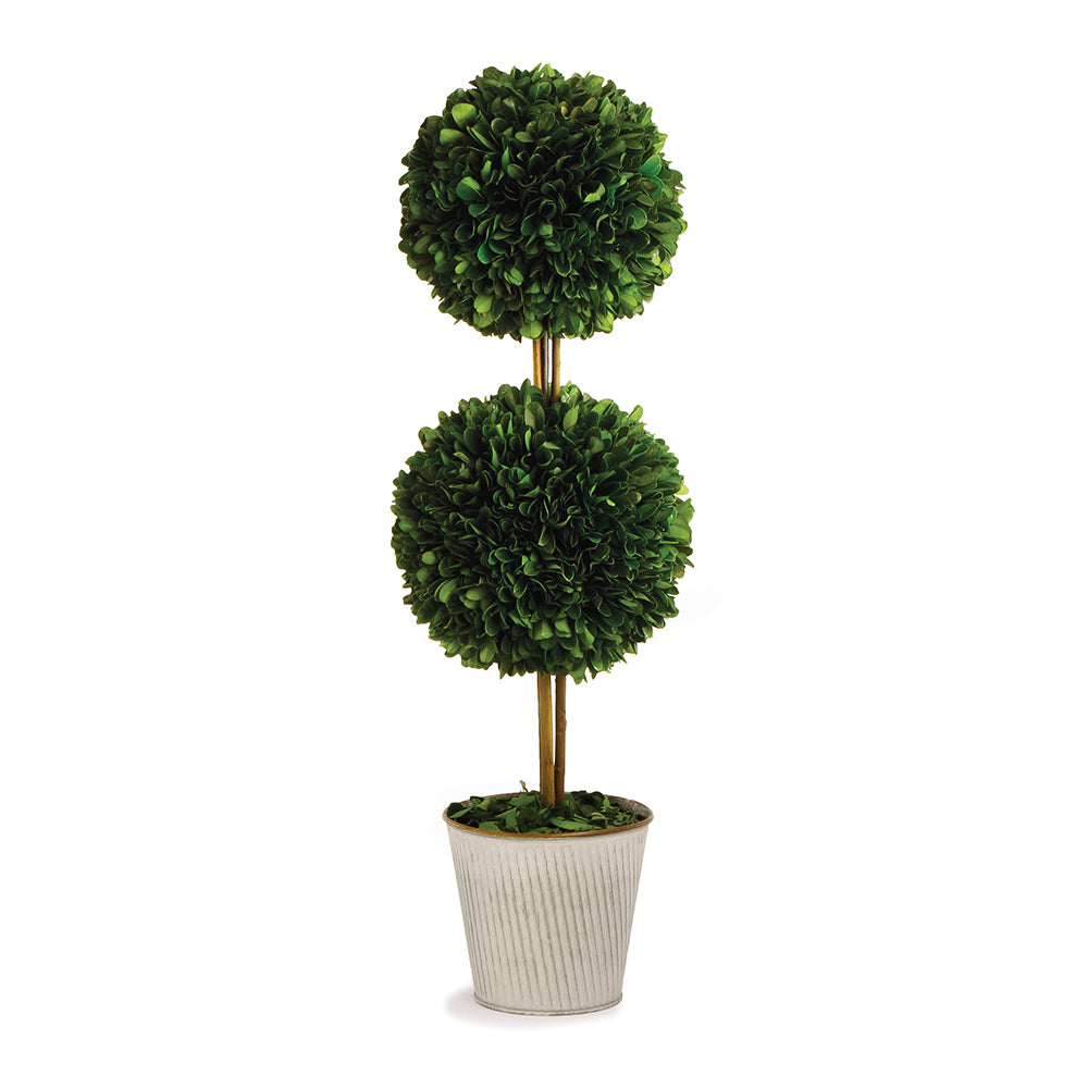 BOXWOOD DOUBLE BALL TOPIARY IN GALVANIZED POT 20" - The Nifty Decor
