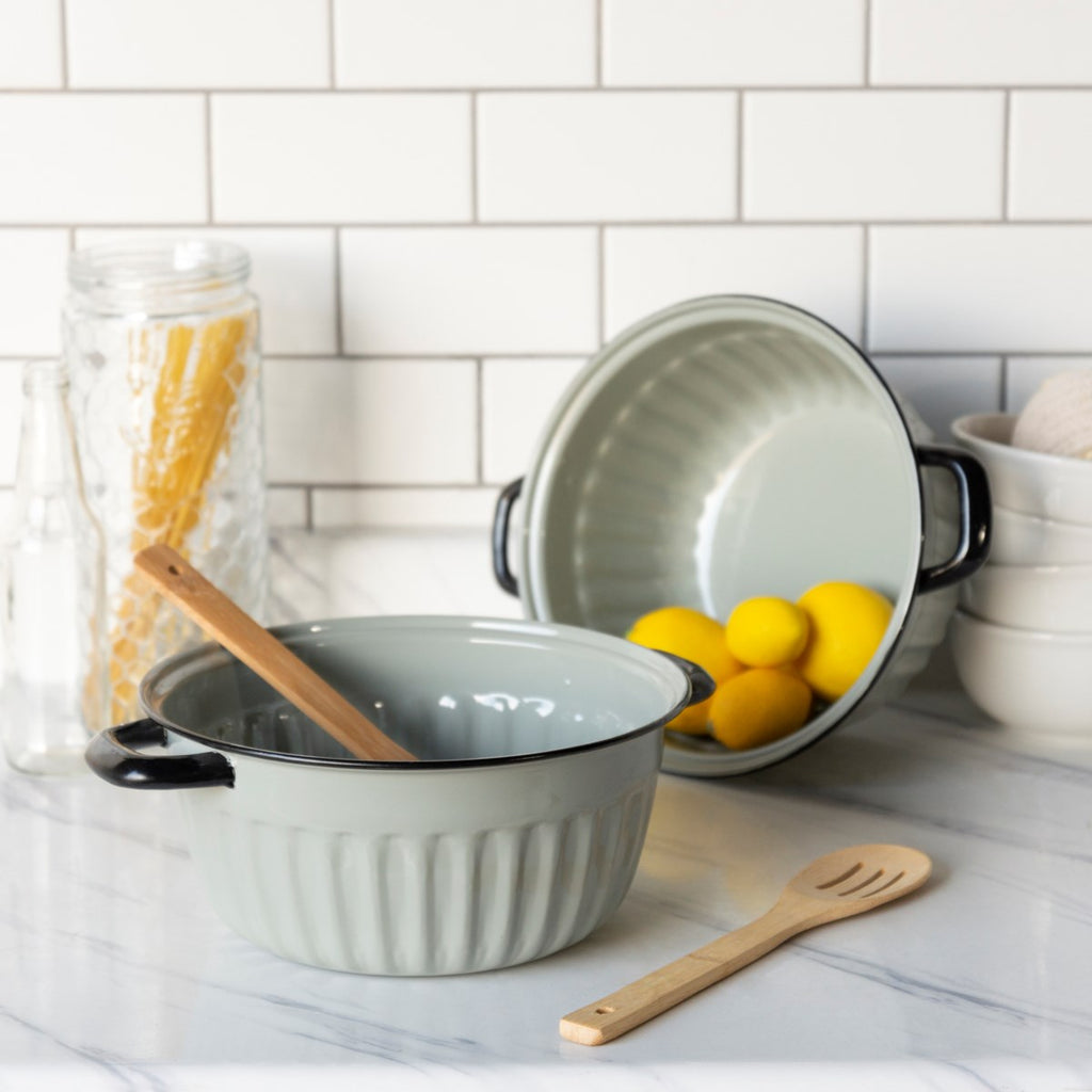 Gray metal tray bowls set of 2 - Bombay Mercantile