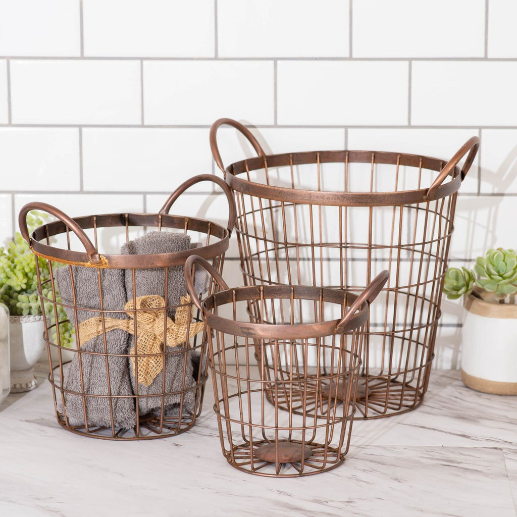 Set of 3 metal baskets - Bombay Mercantile