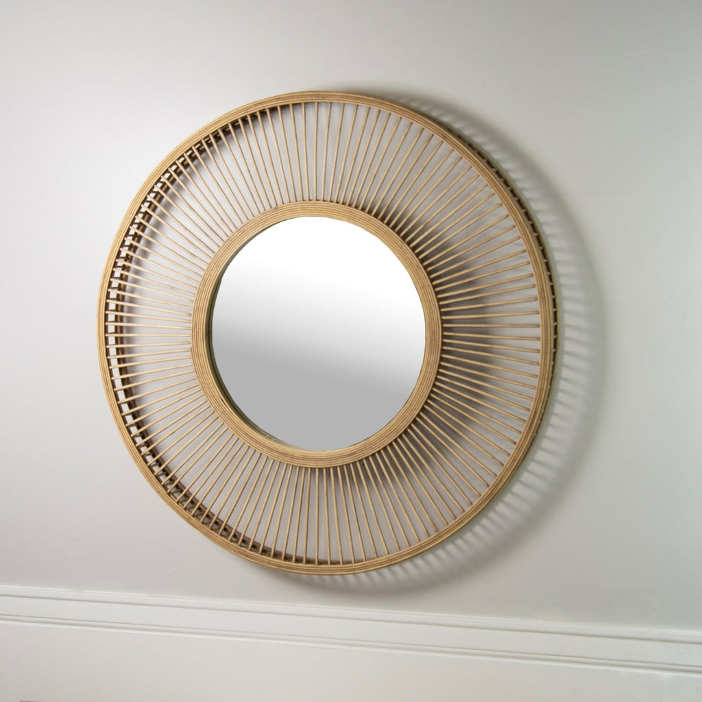 Natural wood bamboo mirror 32" - Bombay Mercantile