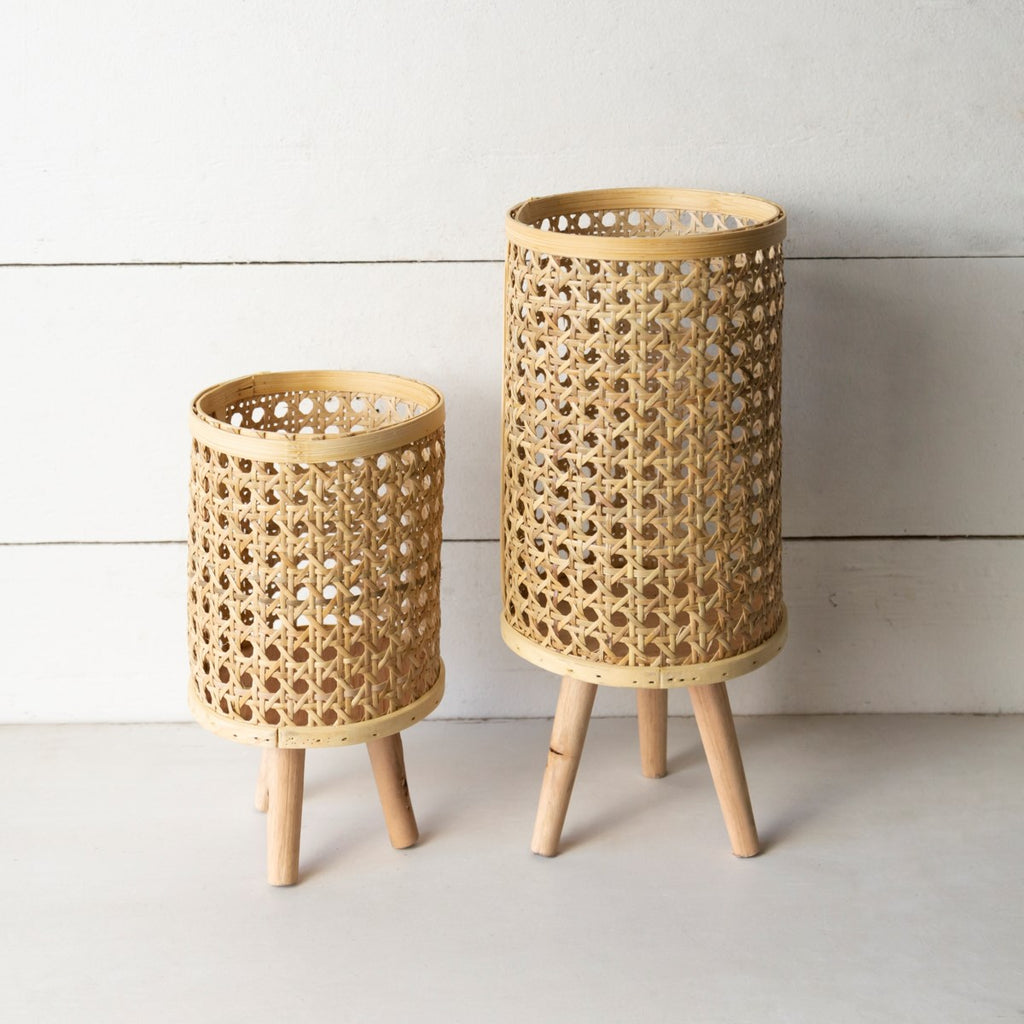 Rattan planters, Set of 2 - Bombay Mercantile