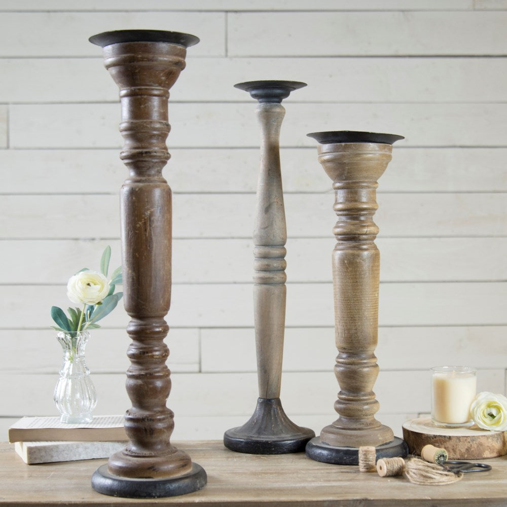Wooden Candle Holder ( Set of 3 ) - The Nifty Decor