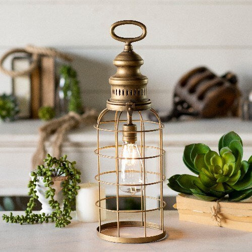 Antique Gold Battery Lantern - The Nifty Decor