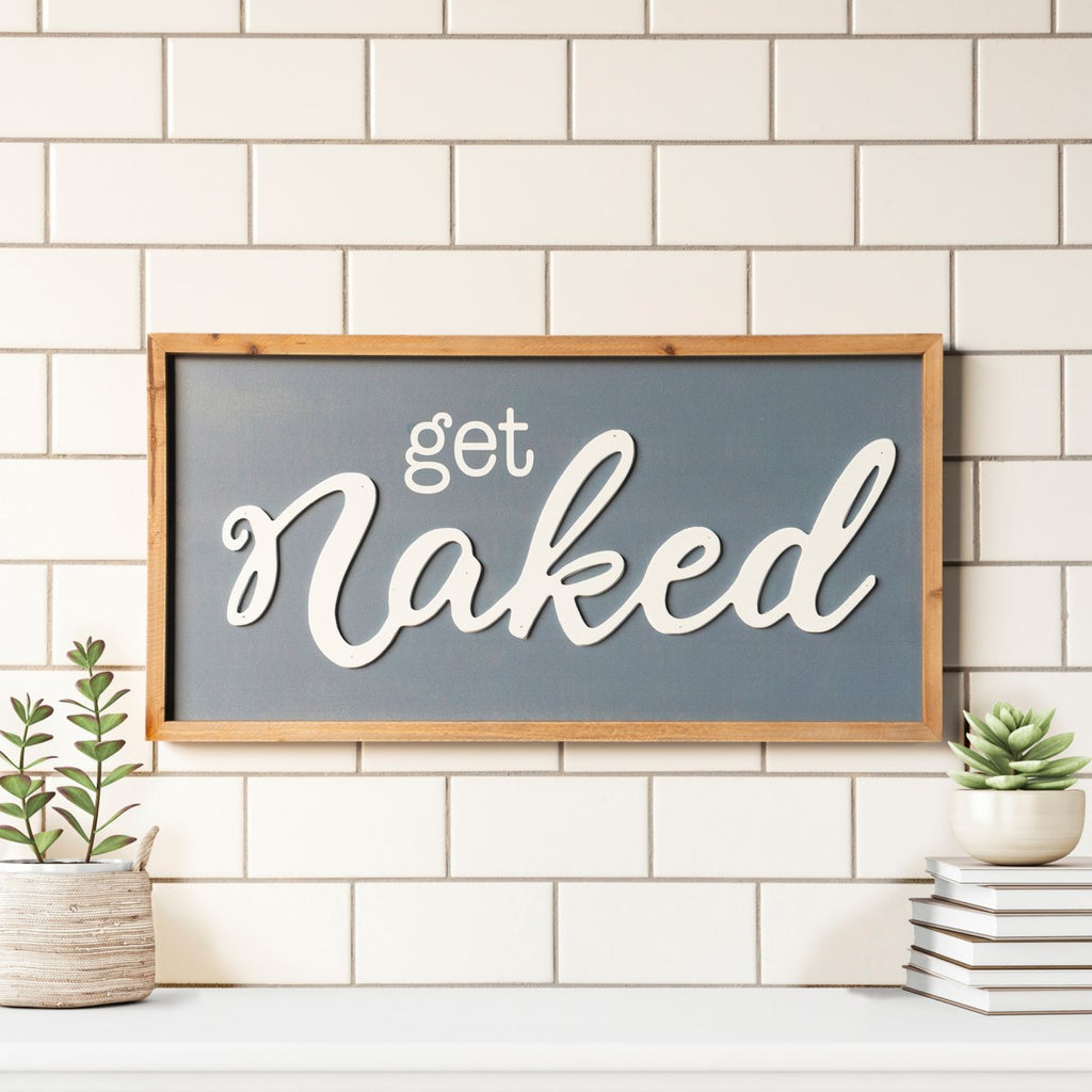 Wood sign" Naked" - Bombay Mercantile