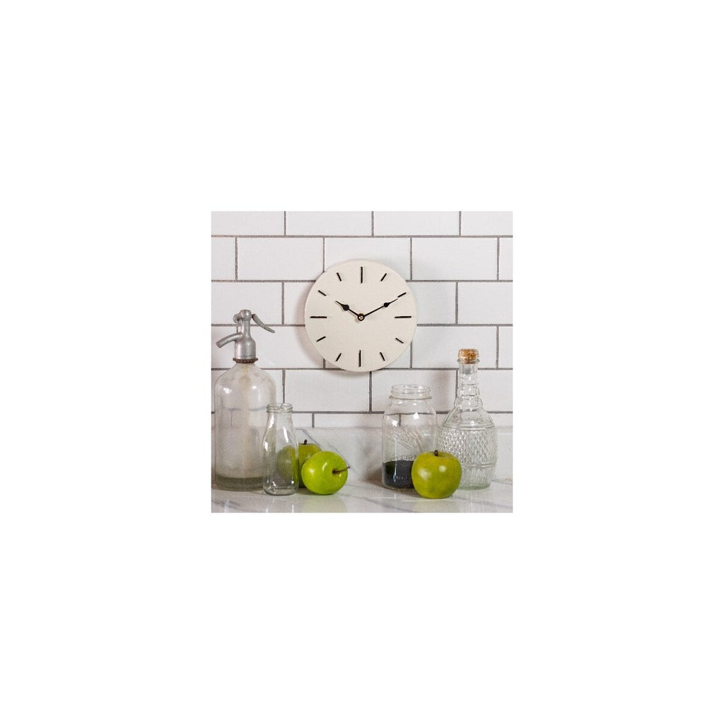 Metal wall clock white with metal clock body - Bombay Mercantile