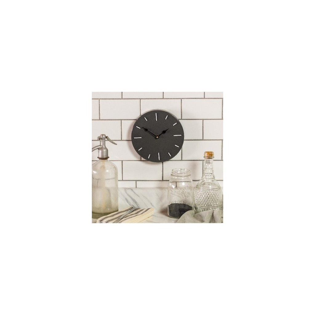 Metal wall clock gray with clean gloss finish - Bombay Mercantile