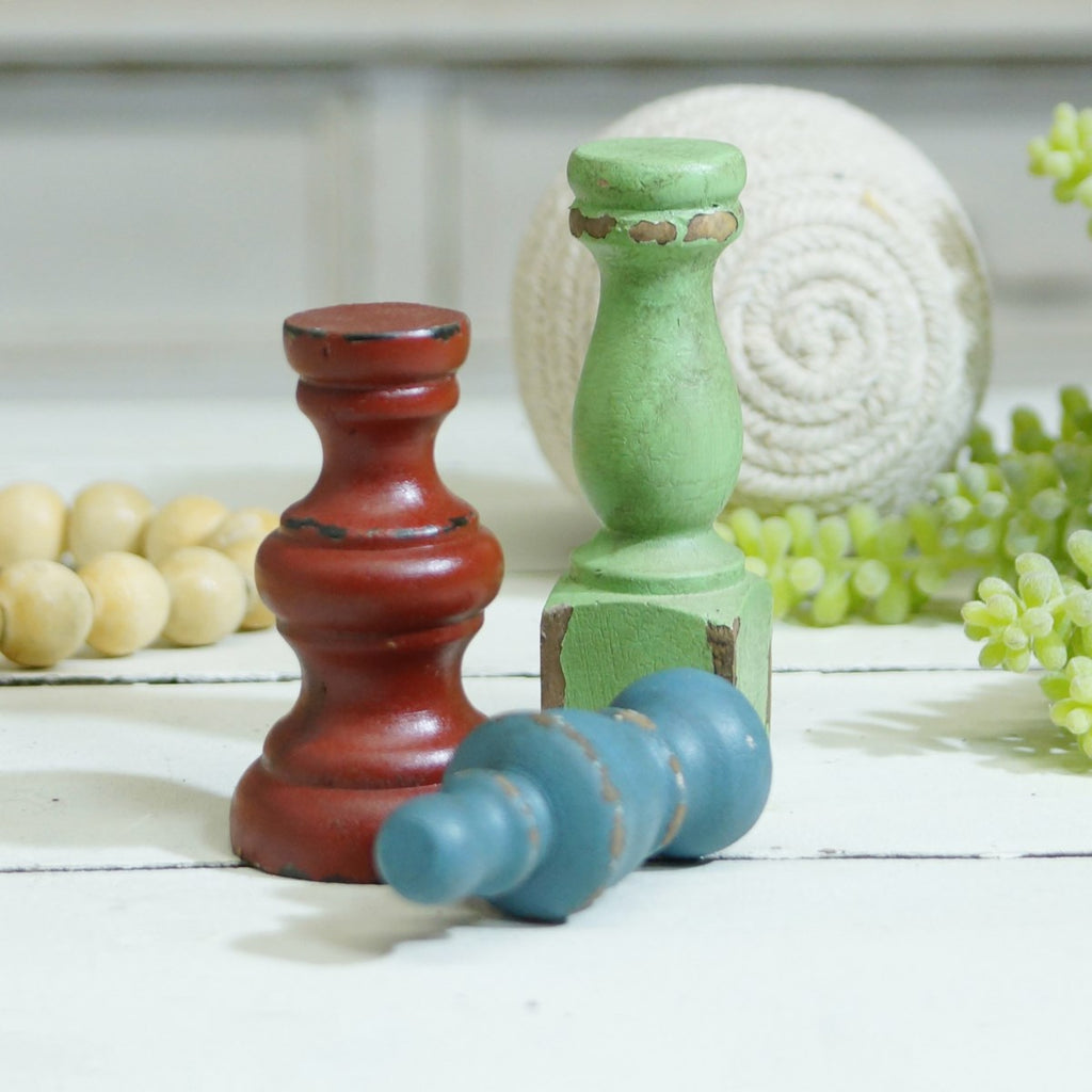 Wood knobs set of 3 with distressed finish - Bombay Mercantile