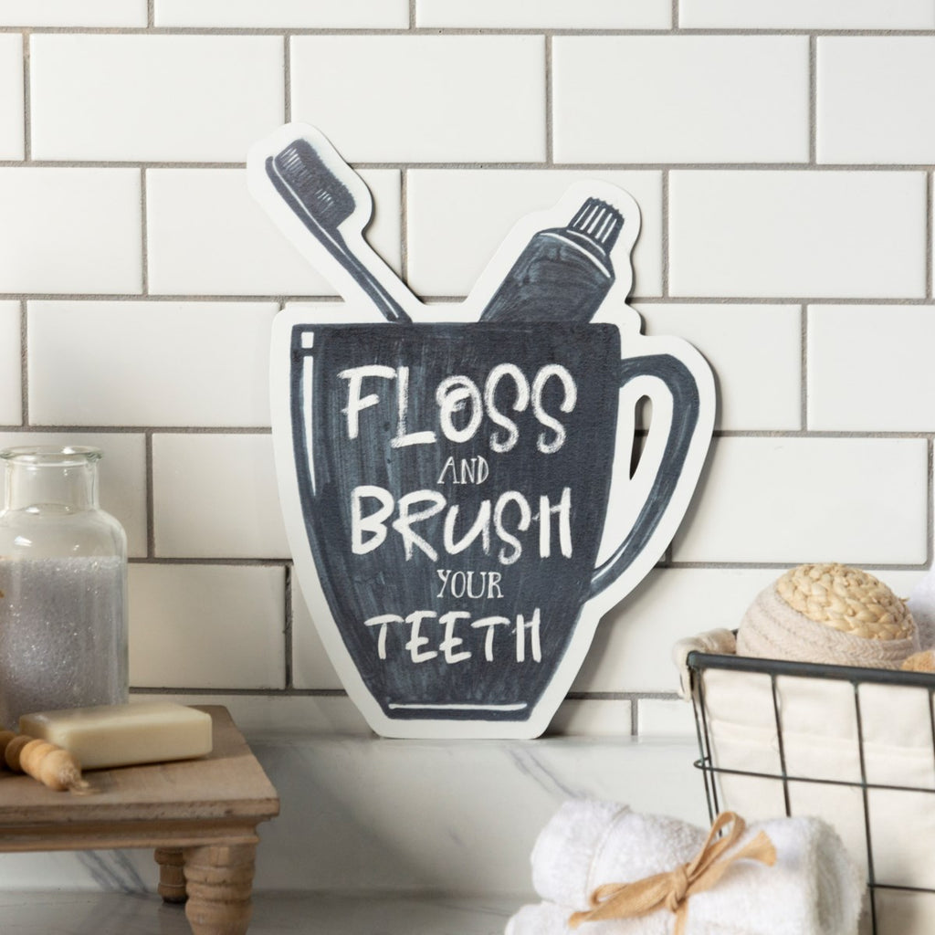 Floss" Black Metal Sign - Bombay Mercantile
